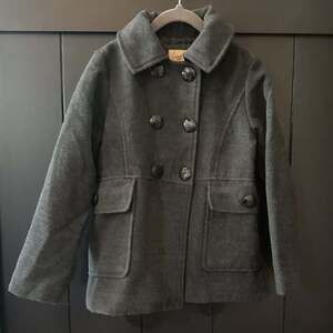 Girls Gray Single Breast Peacoat Button Up Pockets Winter Dress Jacket size 6X